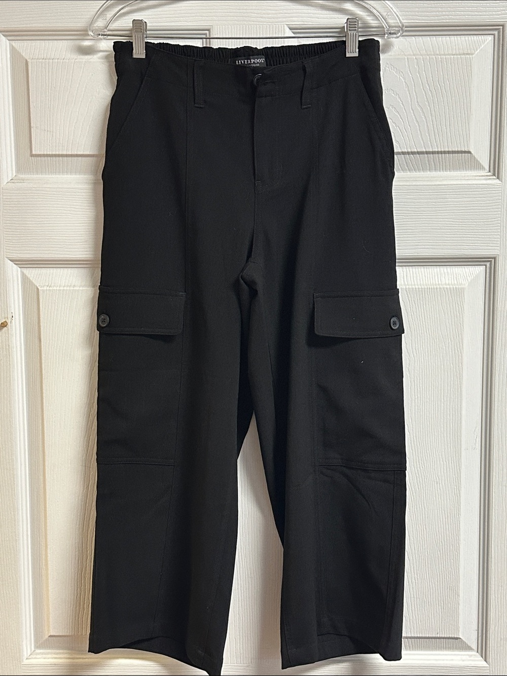 Liverpool Black Wide-Leg Cargo Pants